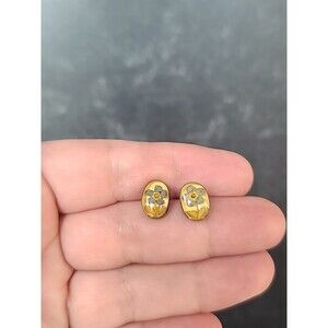 Mexican 925 Sterling Silver Resin Preserved Flowers Stud Earrings Vintage, READ
